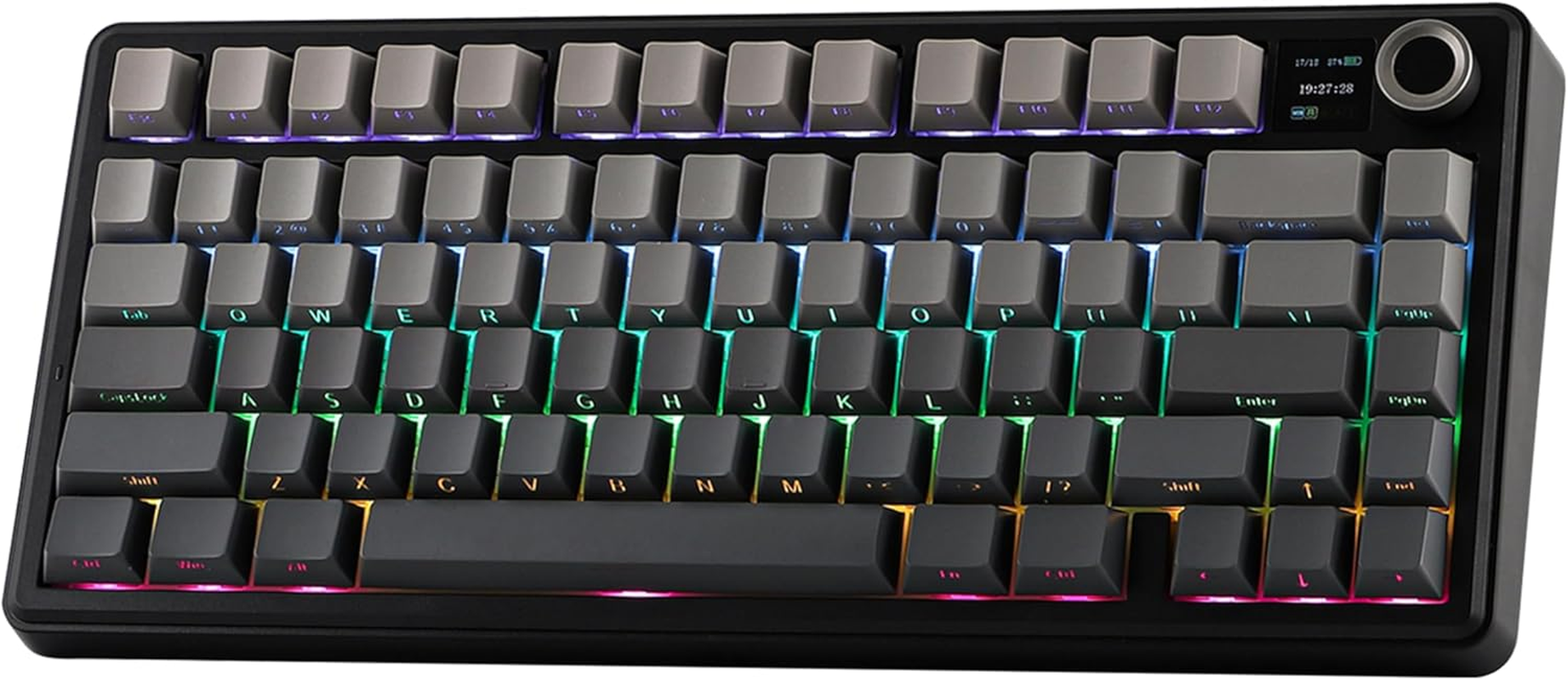 EPOMAKER X Aula F75 MAX Tri-Mode Wireless Gaming Keyboard, TFT Screen, Knob, Hot Swappable, 2.4Ghz/Type-C/Bt5.0, Gasket Creamy, for Pc/Mac/Office/Gaming (Black Gradient)