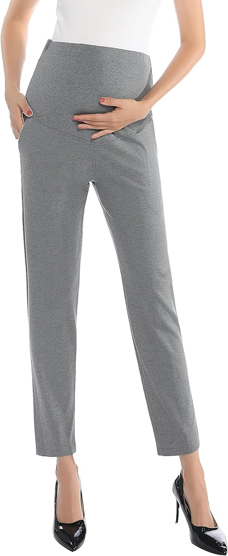 Maternity Pants Comfortable Stretch Over-Bump Women Pregnancy Casual Capris for Work