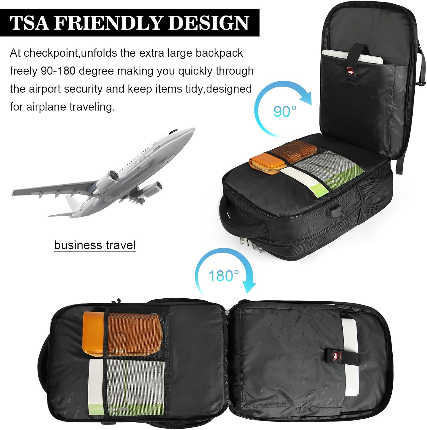 NEWHEY Lunch Backpack, 17.3 Inch Laptop Backpack with USB Charging Port 50L Waterproof Travel Backpack for Men Women