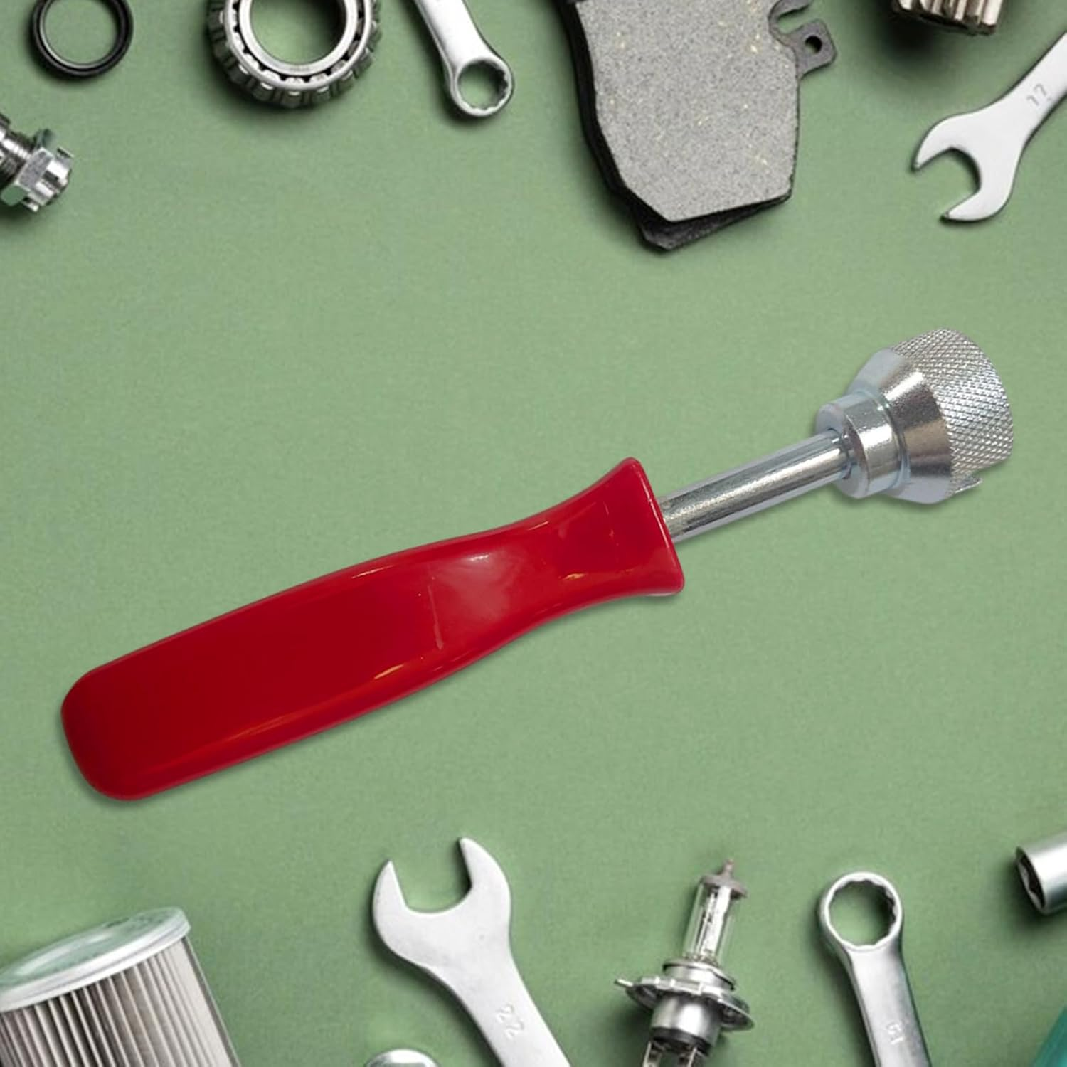 Brake Spring Compressor Tool - Brake Shoe Spring Tool | Car Drum Brake Repair Install Tool | Hold down Brake Spring Washer Tool | Steel Versatile Brake Drum Tool with Ergonomic Handle - Red image number 2