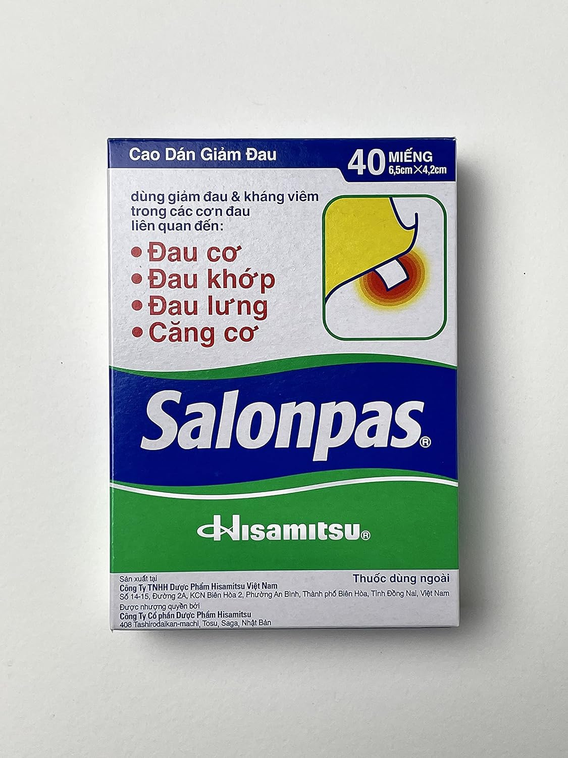 Salonpas Heat Patch 40 Patches Herbal Menthol Self Adhesive Medical Plaster Pain Relief Patch for Sore Muscles