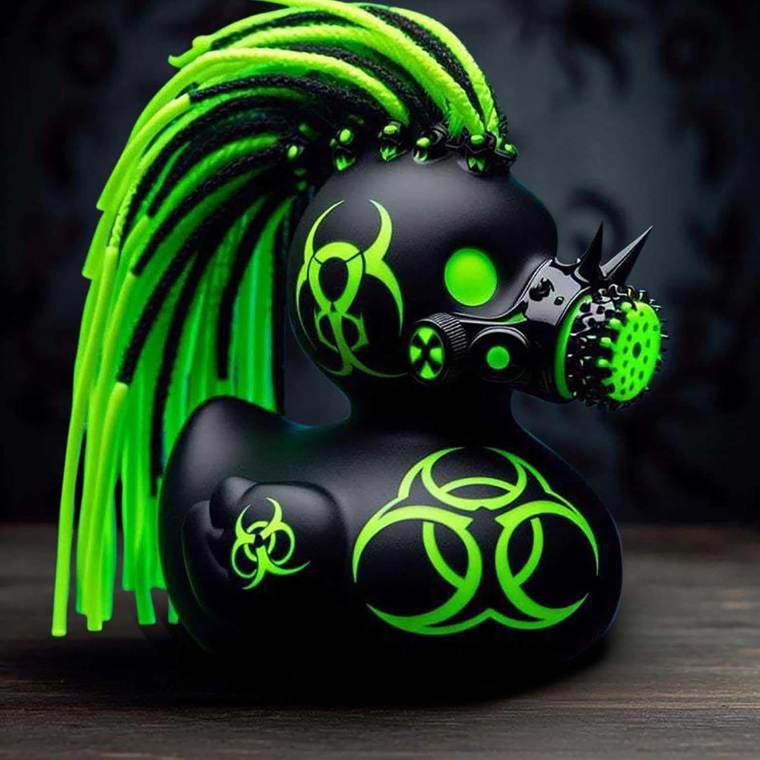 Goth Satanic Duck, Gothic Cyberpunk Resin Punk Ducks, Gothic Satan Duck Resin Statue, Novelty Rock Ducky Ornaments Halloween Decoration, Satanic Duck Gothic Gifts Home Bedroom Decor (Punk Duck) image number 1