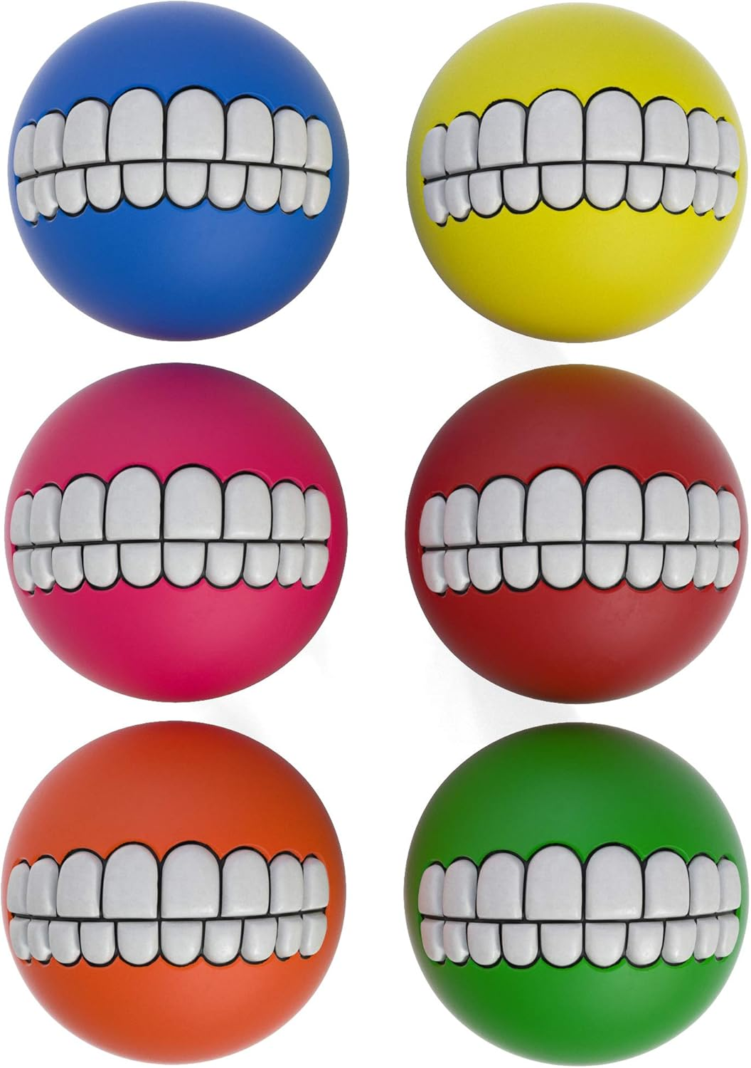 SLR Brands 6 Pack Teeth Ball for Dog and Pets with Funny Human Smile Ball for Dog Ball Also a Great Teeth Toy Chew Squeaker Squeaky Sound Dog Puppy Play Toys Chew Toys image number 1