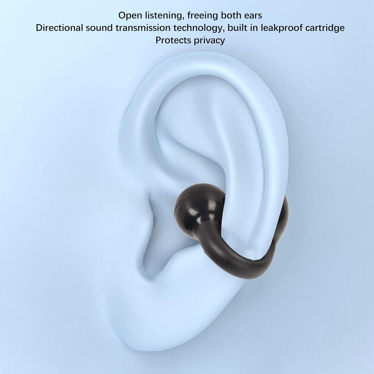 Clip on Bluetooth Headphones, Open Ear Headphones Wireless Bluetooth 5.3 Sports Earbuds Hifi Sound Touch Control for Driving Business Sports (Black) image number 4