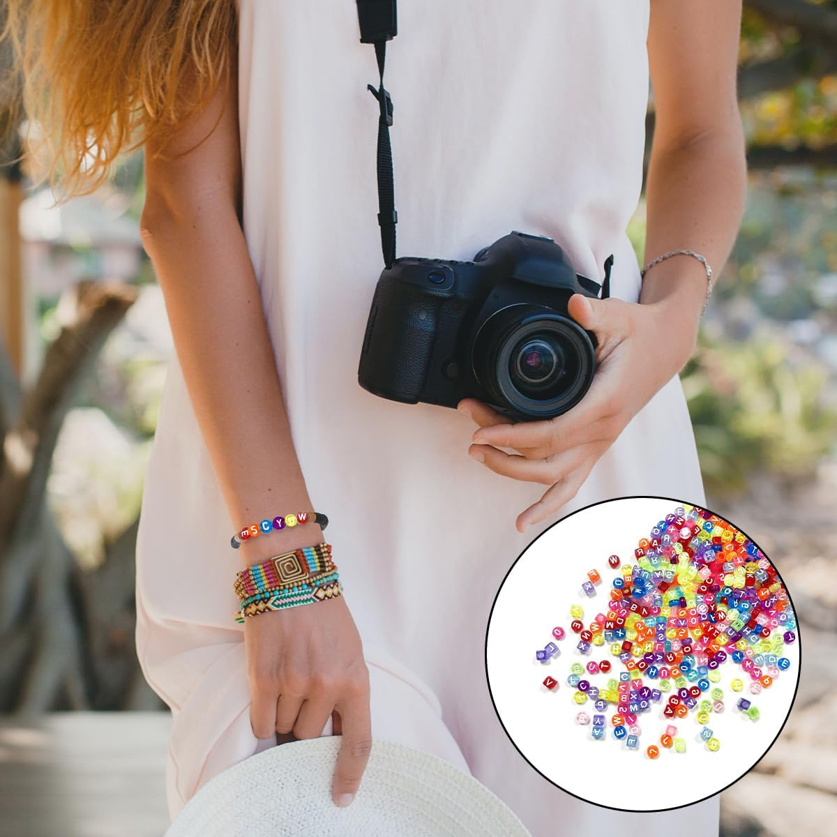 BEZANU Letter Beads, 500 PCS Cube and Flat round Alphabet Acrylic Beads for Necklaces, Bracelets, Jewelry Making (Candy Color) image number 2