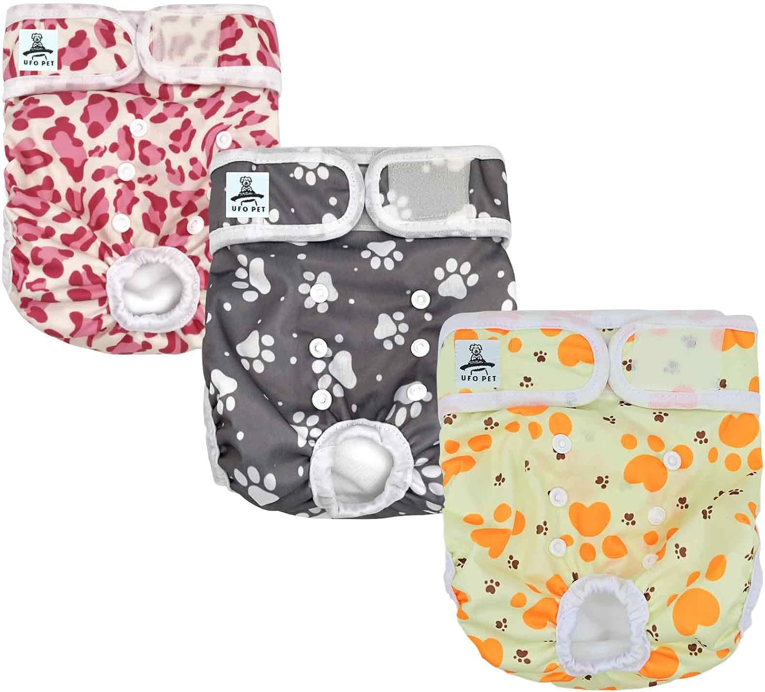 UFO PET Dog Nappies Female Small 3 Pack, Dog Period Heat Pants in Season, Super Absorbent & Adjustable Sanitary Reusable Doggy Puppy Diapers image number 2