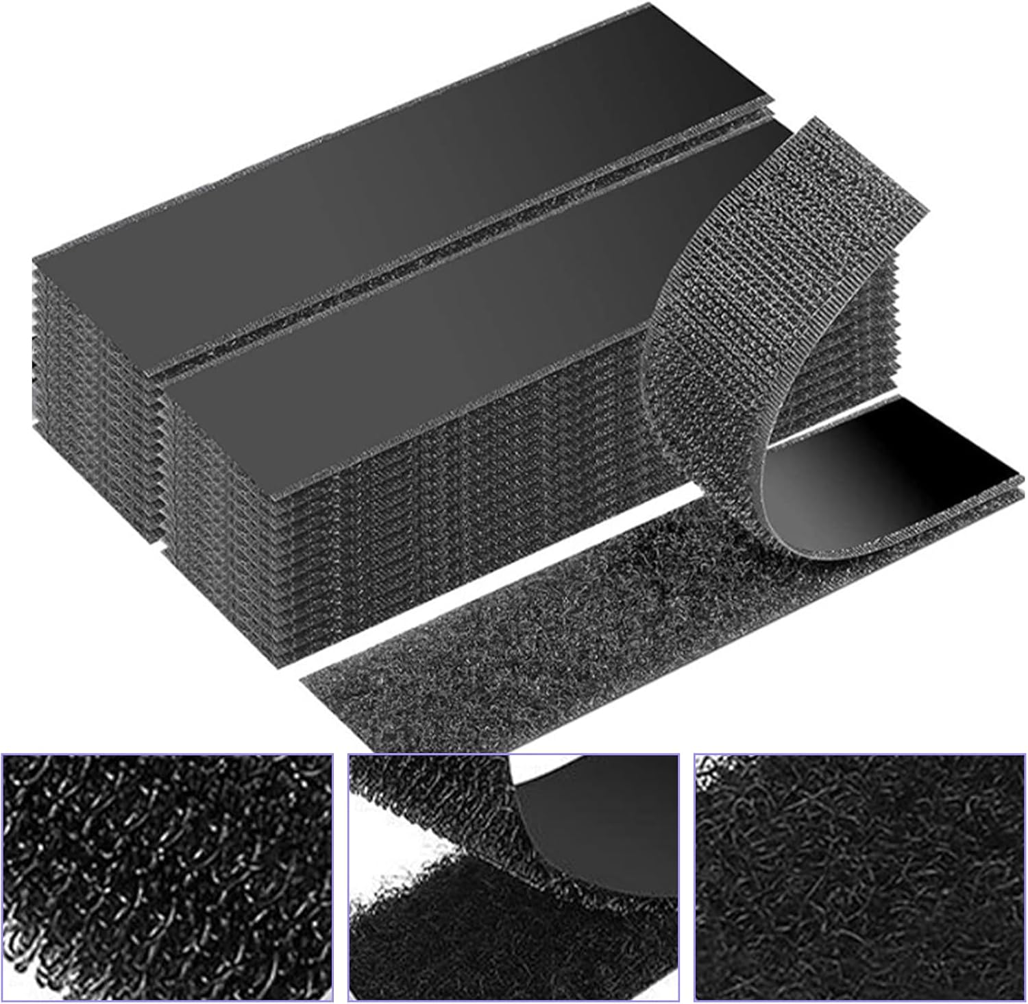 16 Pack Strong Velcro Tape，Velcro Strips，Multi-Purpose Hook Loop Fasteners for Home,Office & DIY Projects， Reusable & Durable Black（70Mm&times;16Mm） image number 1