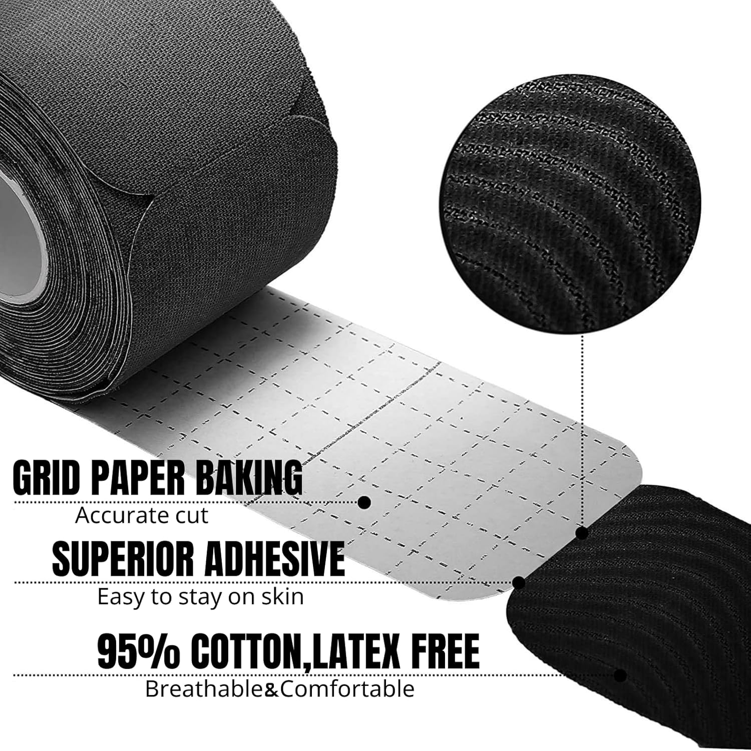 Kinesiology Tape Precut (2Pack), Elastic Therapeutic Sports Tape for Knee Shoulder and Elbow, Muscles, Ankle, Pain Relief, Water Resistant Tape, 20 Precut 10 Inch Strips (Black+Pink) image number 6