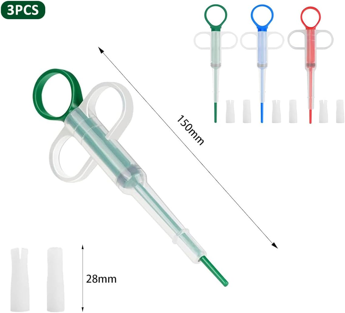 Mkemka Pack of 3 Pill Dispenser for Cats, Dogs Pet Tablet Feeder, Medicine Feeder, Cat Pill Assist Pet Pill Launcher, Reusable Pusher Tablet