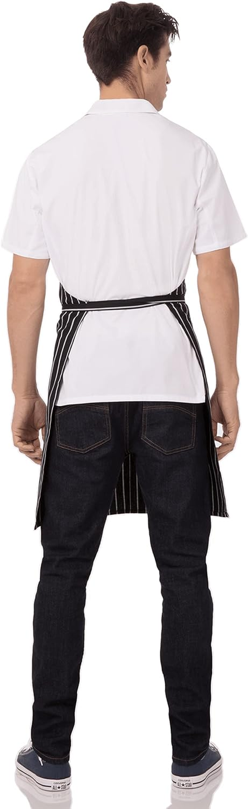 Chef Works Unisex Bib Apron, Black Chalk Stripe, One Size image number 3