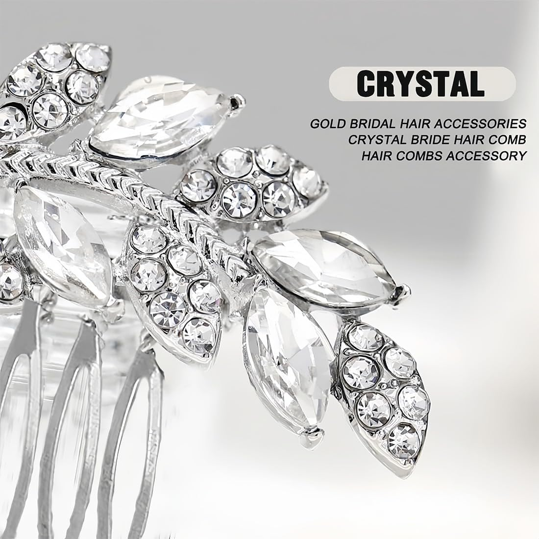 PLABBDPL 2 Bridal Hair Combs with Crystals in Silver, High-Quality Hair Accessories for Weddings and Special Occasions, Perfect Accessory for Women and Girls