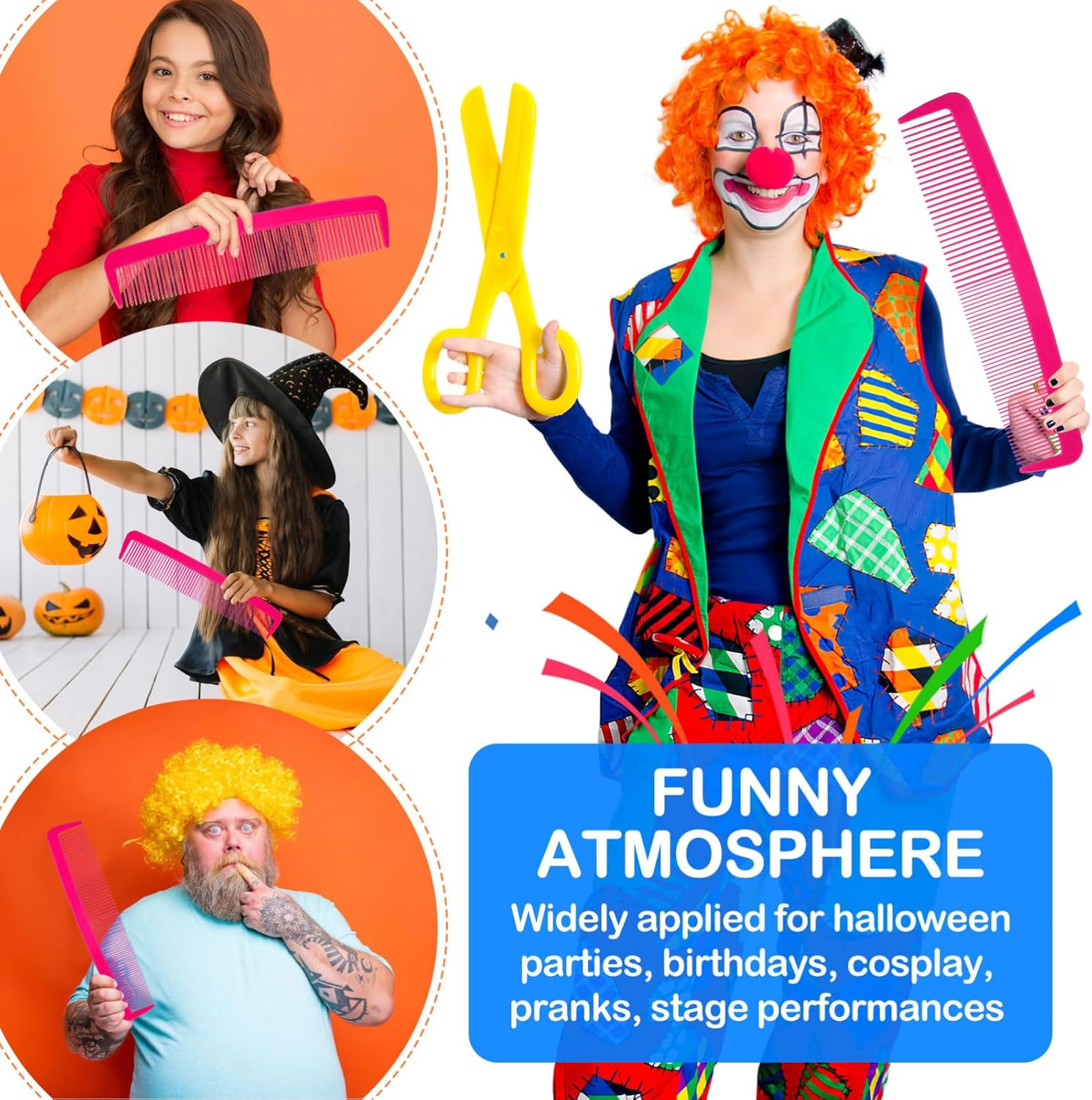 STOBAZA Giant Wide Comb Party Carnival Giant Comb Prop for Funny Man Halloween Tooth - 14.78X3.07X0.20In image number 2