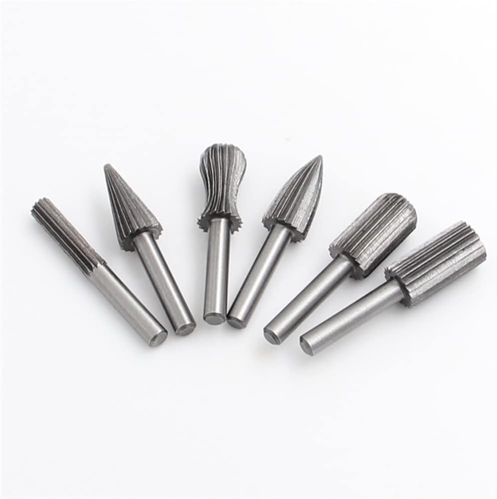 ZONADA 6Pcs in Set Rotary Cutting Burr Set Grinder Bit 6Mm round Carton Steel Shank Woodworking PVC Carving Tools image number 4