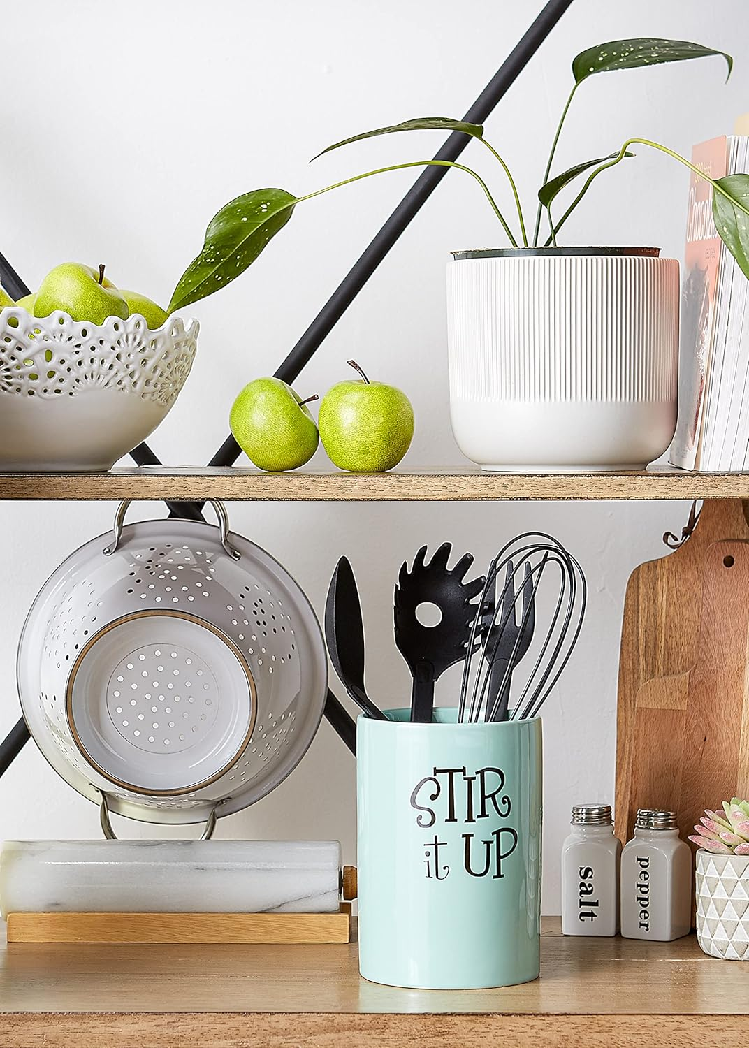 DII Kitchen Accessories Retro Collection, Ceramics, Utensil Holder, Aqua image number 4