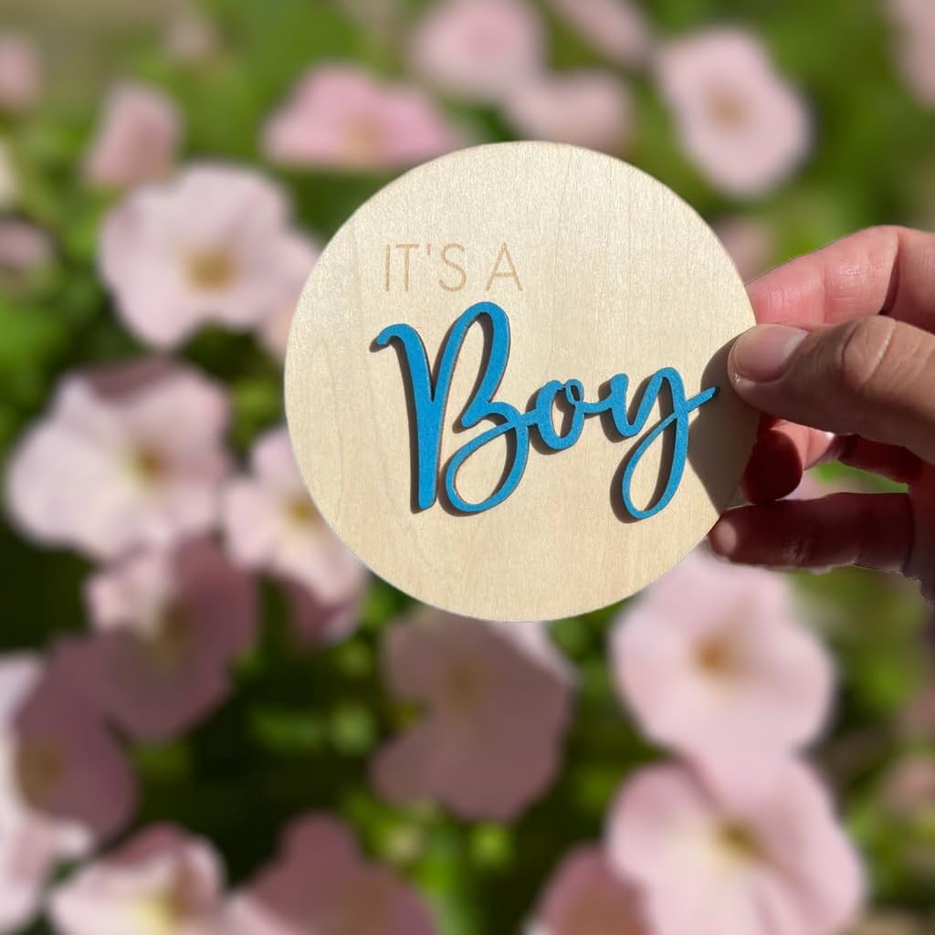 Gender Reveal Wooden Plaques (Set of 2) &ndash; It'S a Girl & It'S a Boy Signs | Baby Announcement Keepsake | Baby Shower Photo Prop & Party D&eacute;cor image number 1