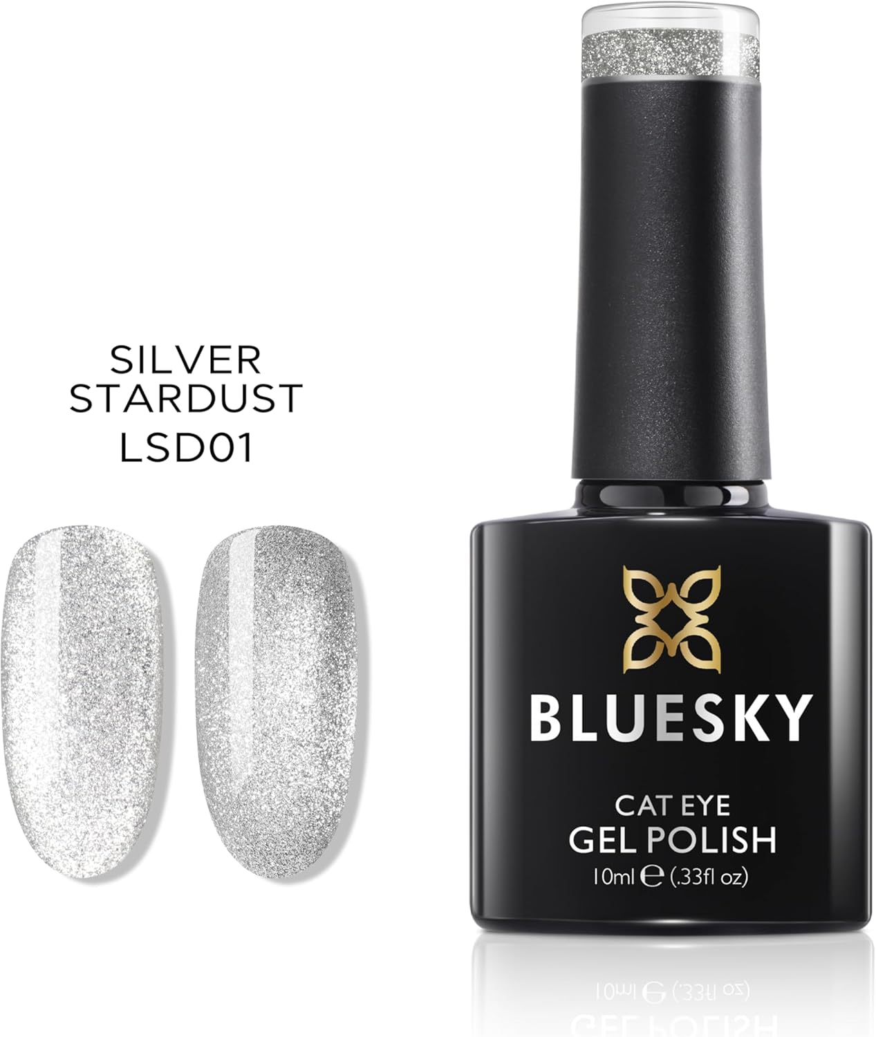 BLUESKY Silver Cat Eye Gel Nail Polish,Glitter Cat Eye Gel Polish for Nail Art Beginners DIY Cat Eye Nails at Home,Silver Magnetic Gel Polish Needs to Cure under UV/LED Lamp (10Ml/0.33 Oz) image number 5