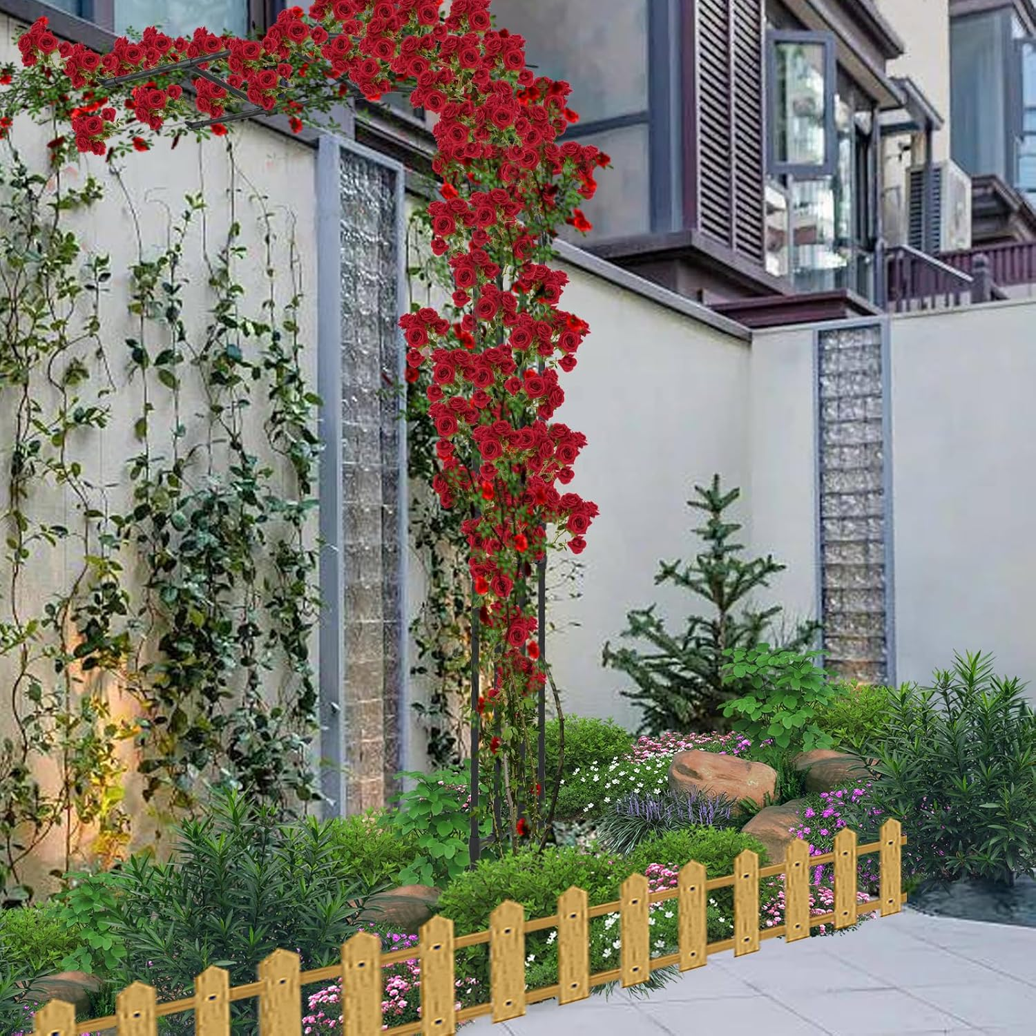 Half Sided Arch BUKLIYN against the Wall Garden Arch Trellis - 94.5In Iron Garden Arch Arbor Trellis for Climbing Plants Outdoor - Garden Arch Trellis Arbor for Home Yard and Garden image number 6