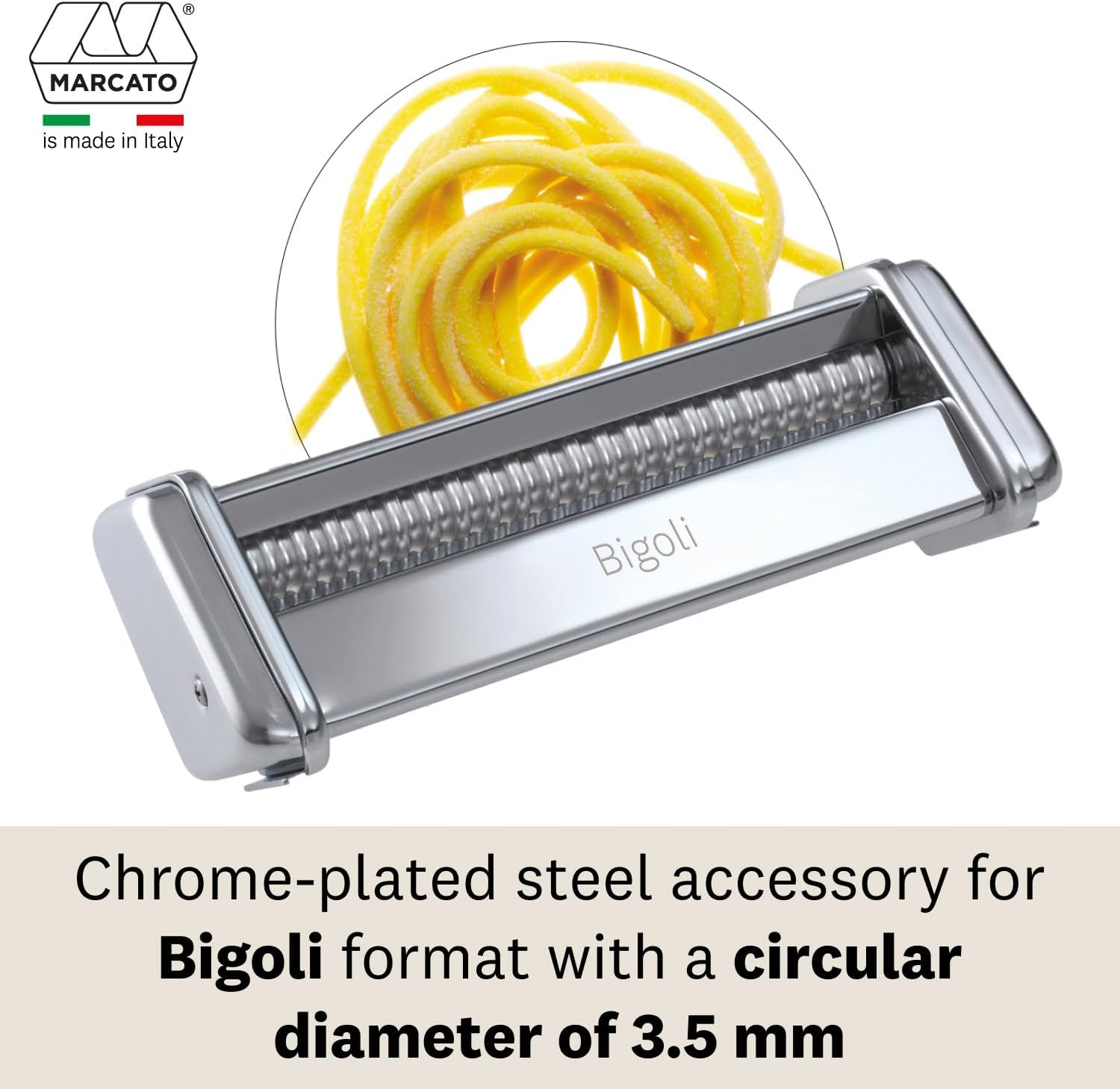 Marcato Bigoli Cutter Attachment, Made in Italy, Works with Atlas 150 Pasta Machine, Silver