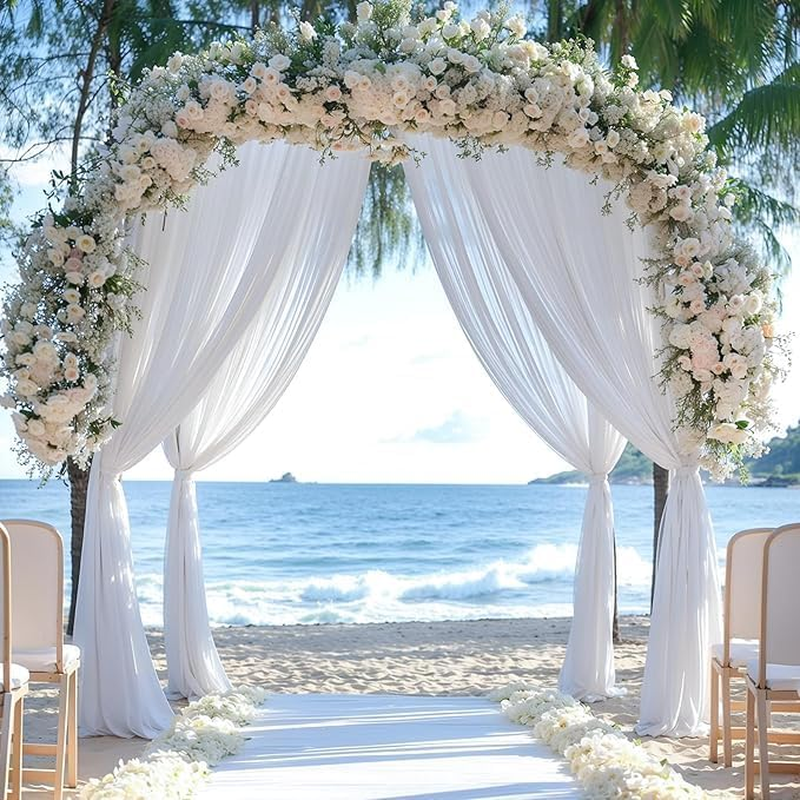 Acemedia Wedding Arch Draping Fabric, 1 Panel 28" X 19Ft White Arch Drapes Sheer Backdrop Curtain for Ceremony Party Ceiling Decor