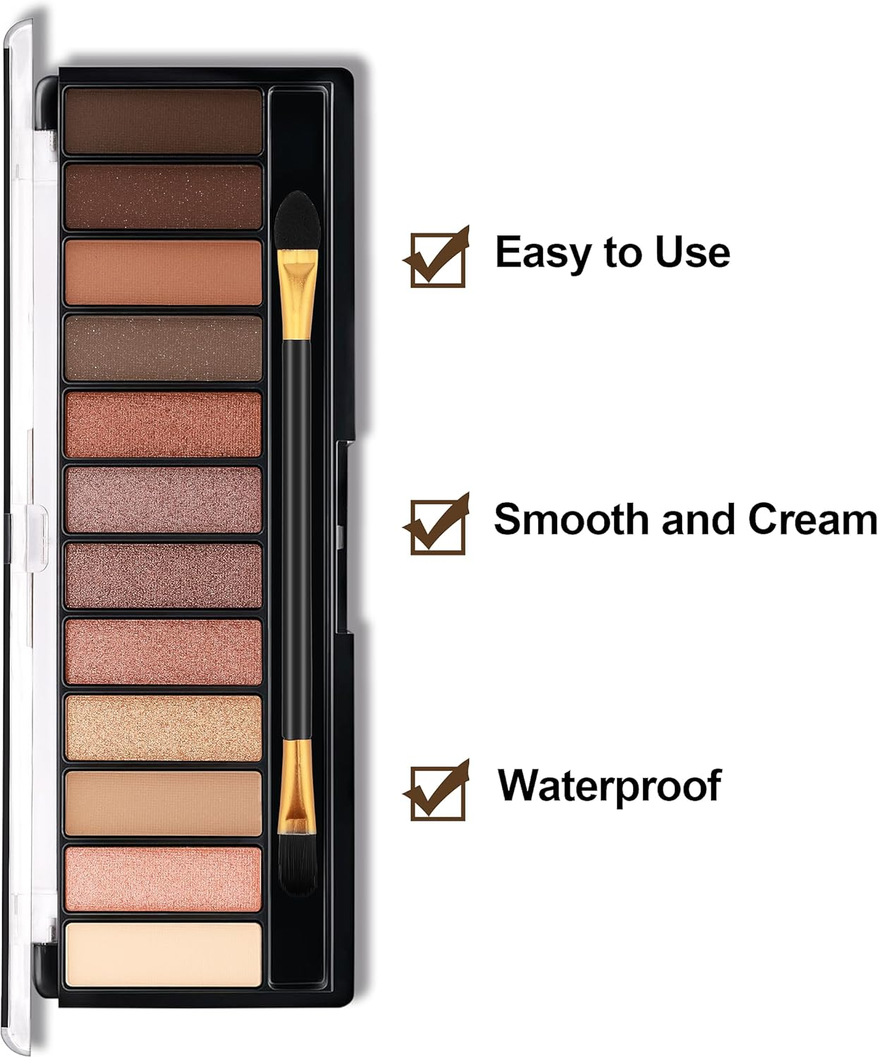 AU12 Colors Matte Shimmer Eyeshadow Palette, Highly Pigmented Eye Shadow Colorful Pearly Glitter Portable Eye Pallet, Waterproof Long Lasting Makeup Palette Cosmetic Neutral