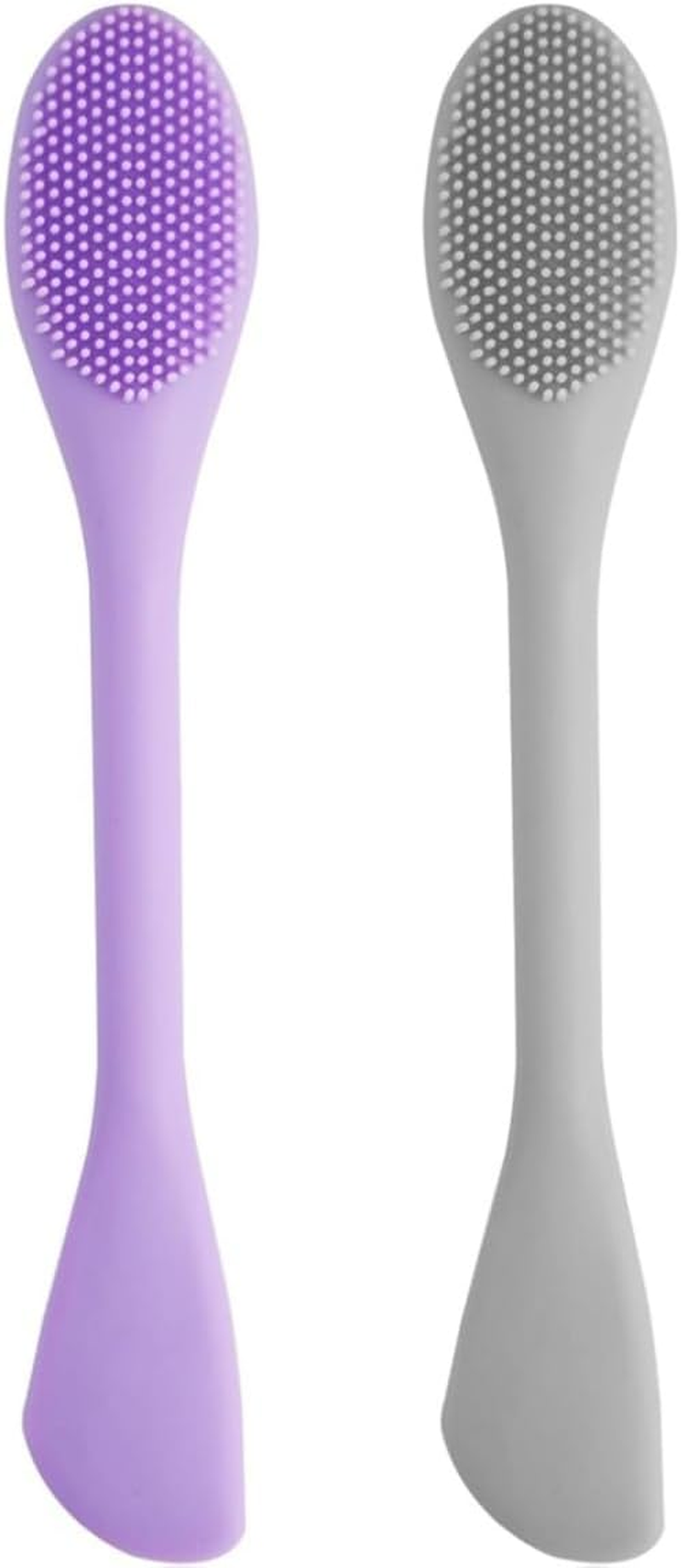 Wujzkisster 2 Pack Pore Scrubber, Silicone Face Mask Brush, 2 in 1 Double Sized Pore Cleaning Brush, Facial Scrubber for Clay, Mud, Charcoal Masks, DIY Skincare Applicator Tool (Purple+Grey) image number 2