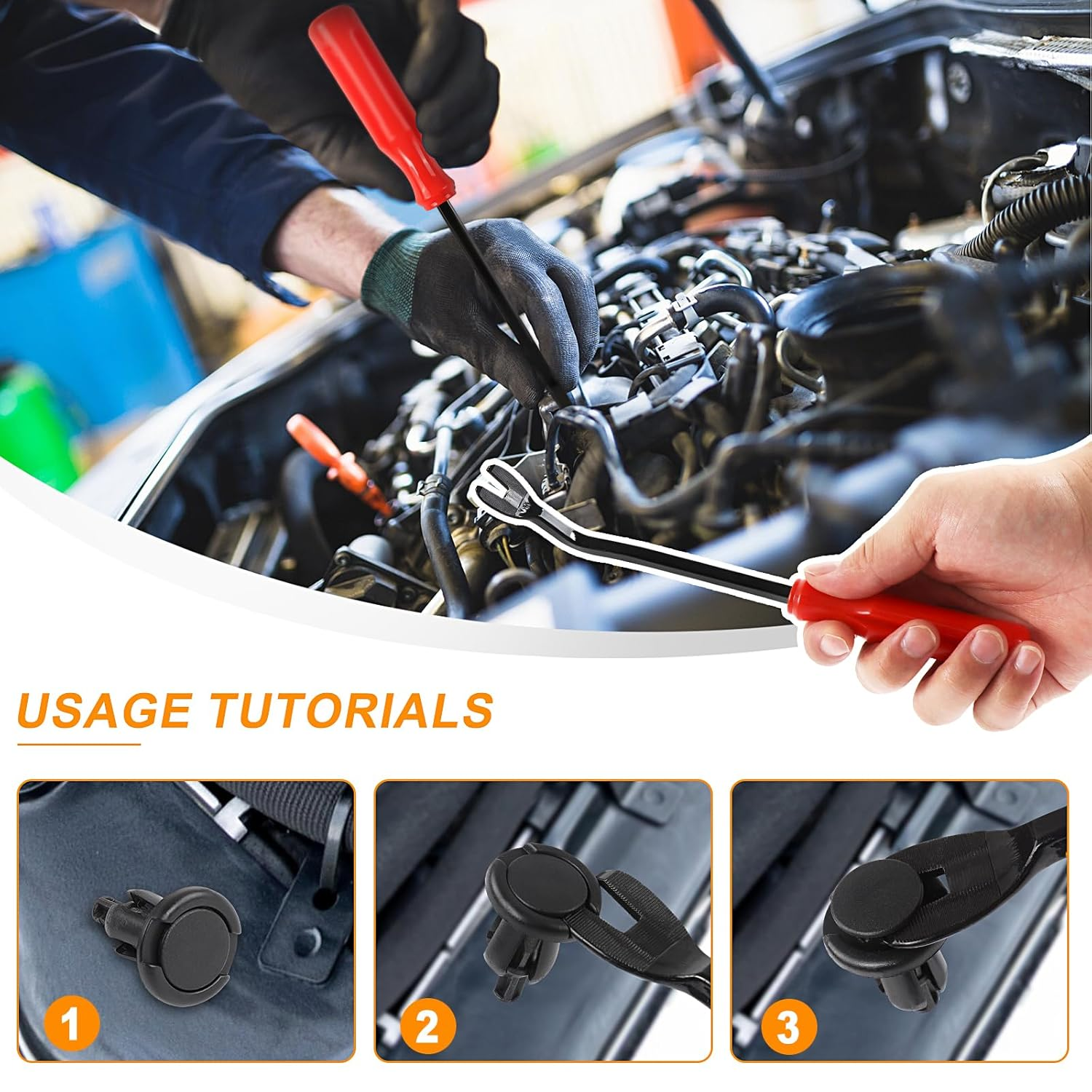 ZTOWOTO 100PCS Universal Car Retainer Clips Kit, 6-9.8MM Car Trim Clips Nylon Fasteners with Removal Tool, Push Rivets Retainer Expansion Screws Suitable for Cars/Trucks/Door Trim Pane/Bumper/Fender image number 4