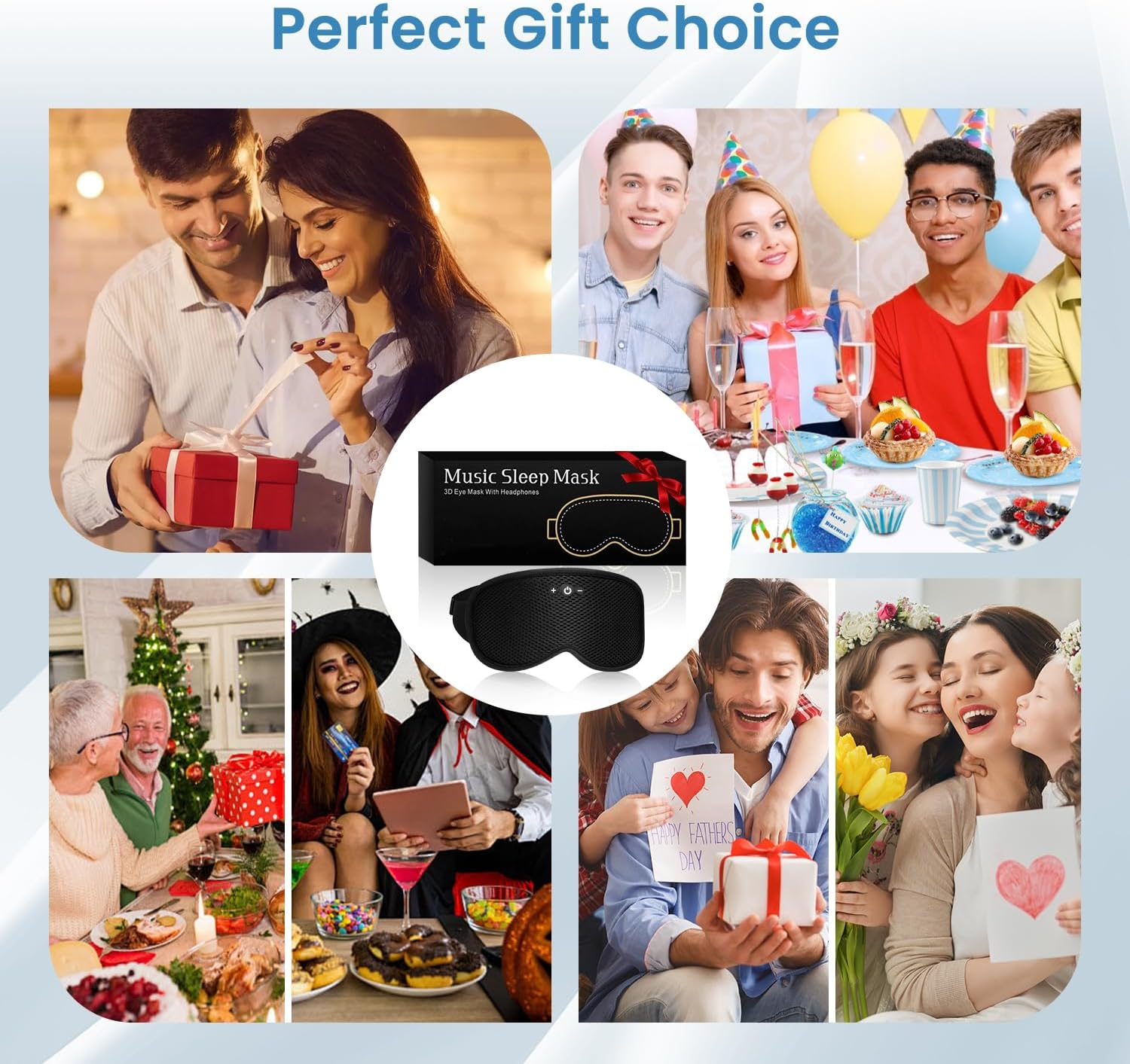 Xkimos 3D Contoured Sleep Headphones, Sleeping Eye Mask with 5.4 Bluetooth Headphones, Breathable Light Blocking Sleeping Mask Headphones,With Ultra-Thin Stereo Speakers,Cool Gadgets Mens Gifts image number 6