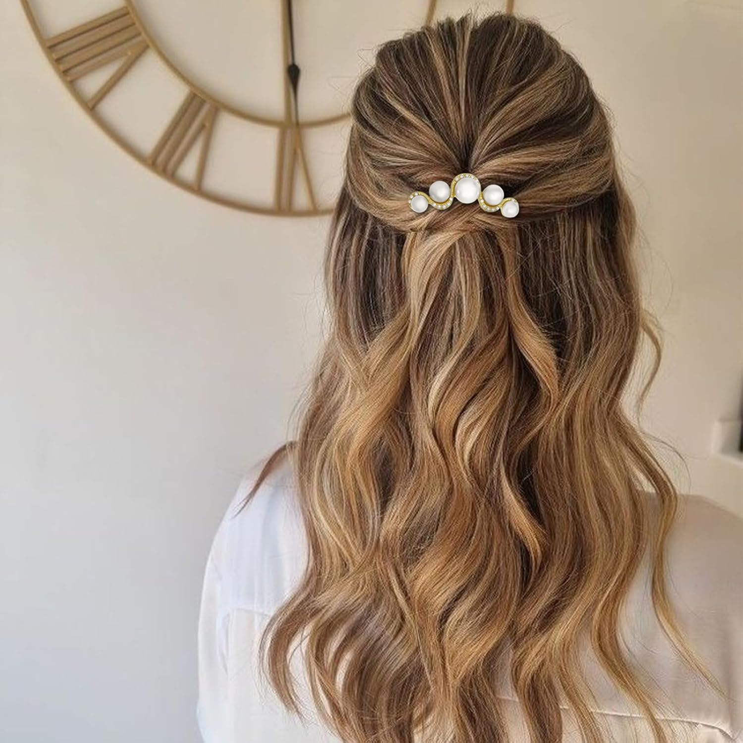 4Pcs Pearls Twist Hair Pins French U Shape Hair Side Combs Metal Hair Fork Decorative Hairpins Updo Hair Sticks Clip Accessories for Wedding Brides Bridal Bridesmaids Women Girls