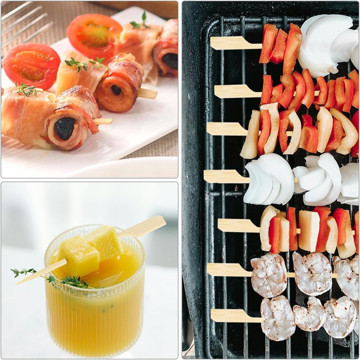 Bamboo Paddle Picks Skewers Toothpicks Bamboo Wooden Skewers, 200Pcs Bamboo Paddle Sticks Skewers,Flat Paddle Wooden Skewers Food Sticks Bamboo Skewers,Bamboo Skewers Wooden Paddle Picks for Cocktail image number 6