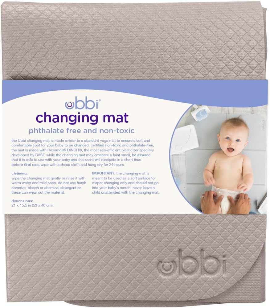 Ubbi On-The-Go Diaper Changing Baby Mat, Soft and Comfortable Diaper Bag Accessory Must Have for Newborns, Easy to Clean, Portable Folding Pad, Baby Traveling Accessories, Taupe image number 1