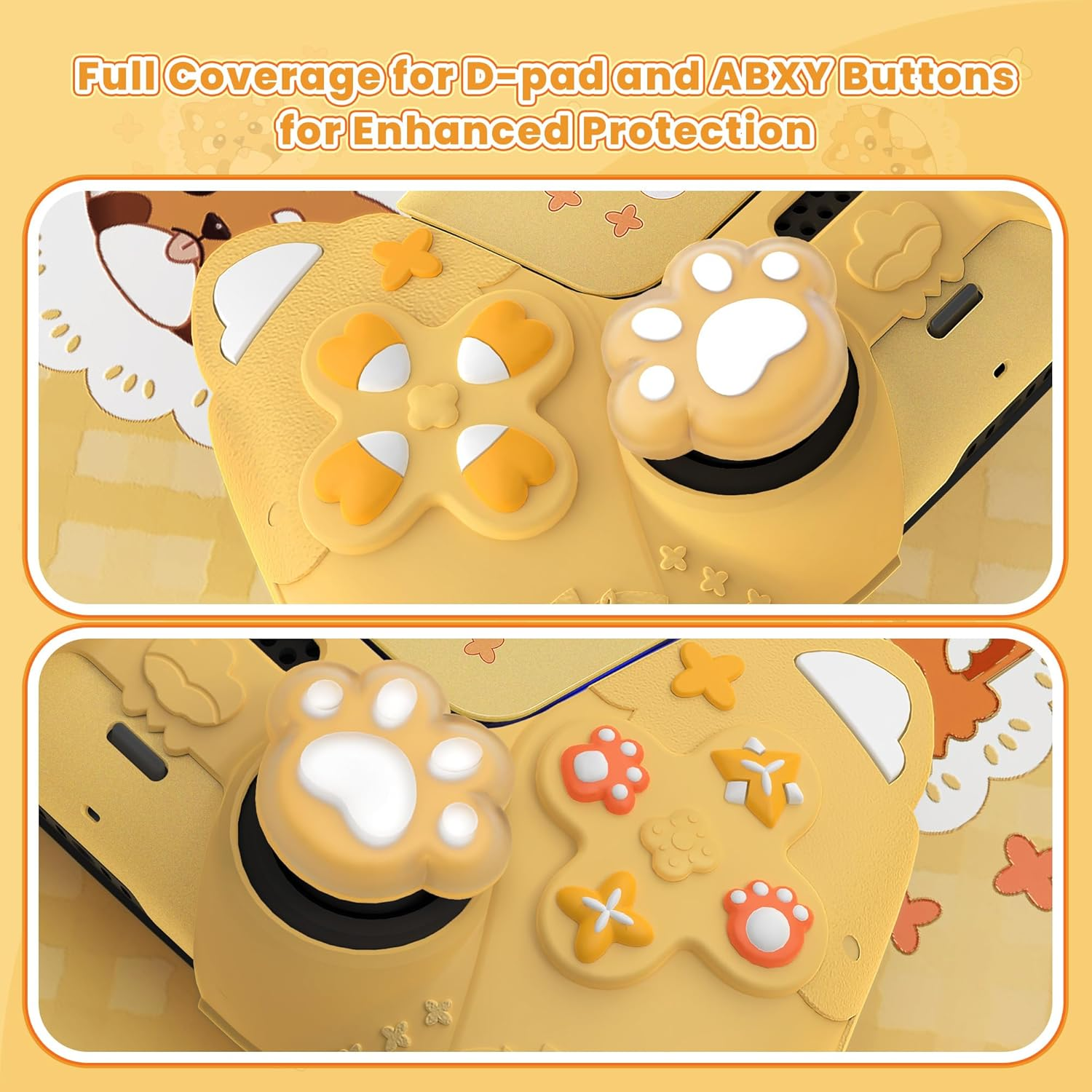 Playvital Cute Spring Lesser Panda Silicone Cover for Ps5 Controller with Joystick Cap and Sticker, Anti-Grip Shockproof Skin, Compatible with Charging Station, Warm Yellow image number 1