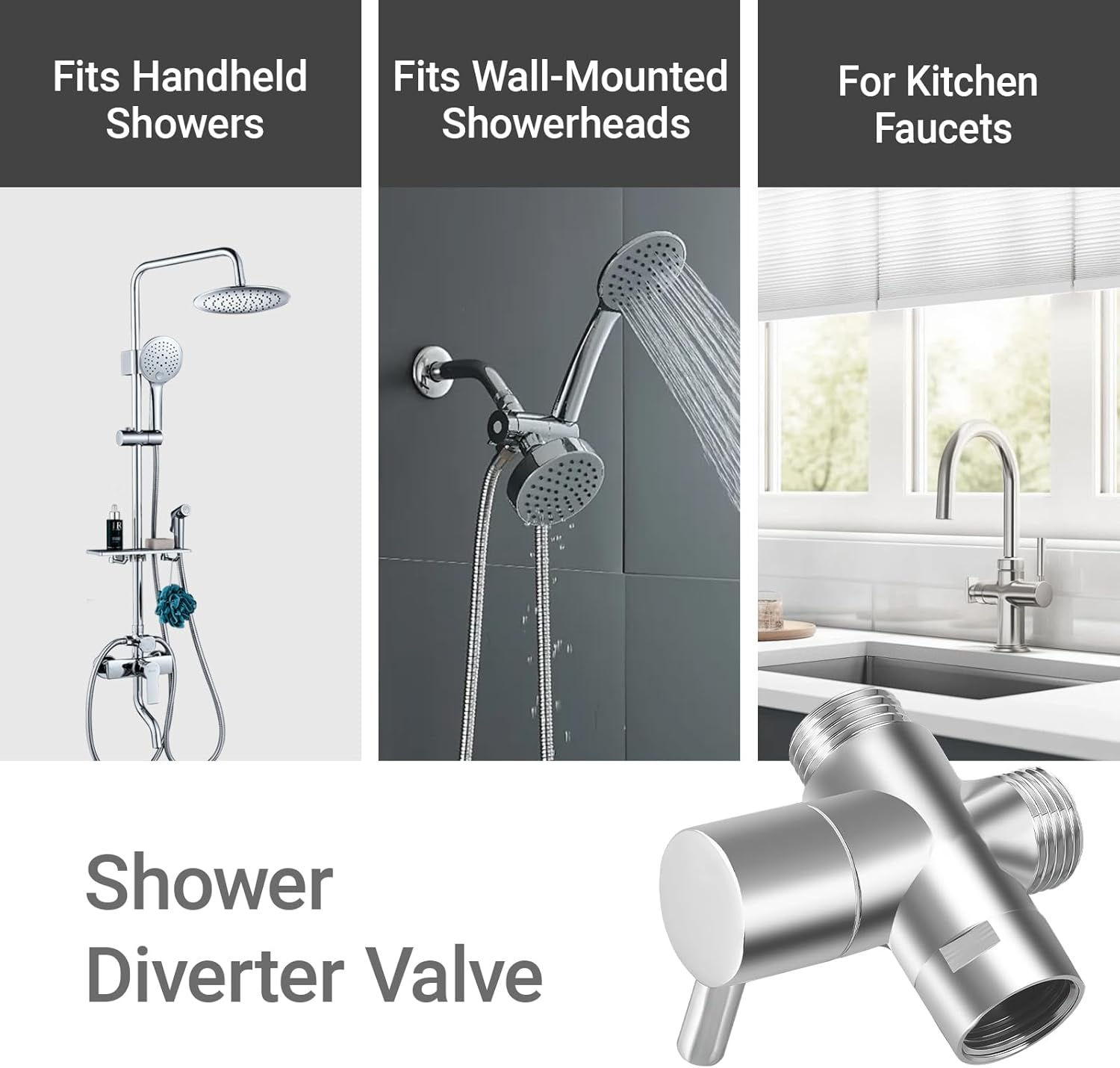 Shower Diverter Valve, 3-Way Faucet Diverter Compatible with Handheld and Wall-Mounted Shower Heads (Note Sizes: 20Mm & 25Mm!)