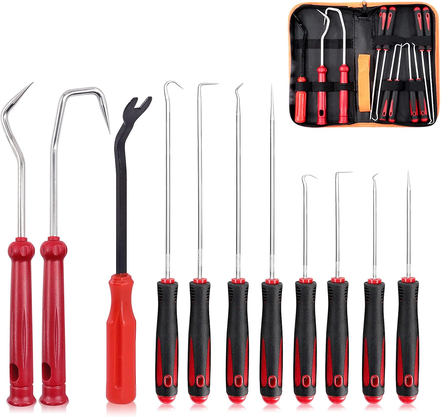 Keadic 11 Piece Heavy Duty Precision Hook Set Long & Mini Precision Hooks Puller, Car Auto Oil Seal/O-Ring Seal Gasket Hooks, Easily Remove Hoses, Gaskets and More image number 1