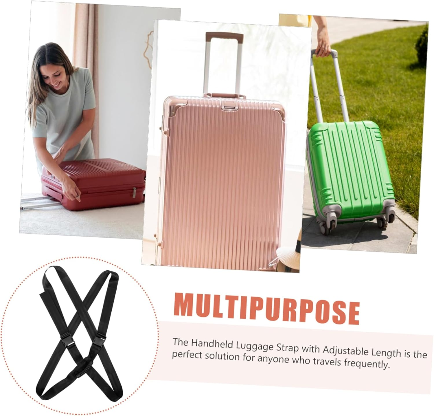 COLLBATH Adjustable Suitcase Straps for Carry Suitcase Luggage Straps Luggage Safety Buckle