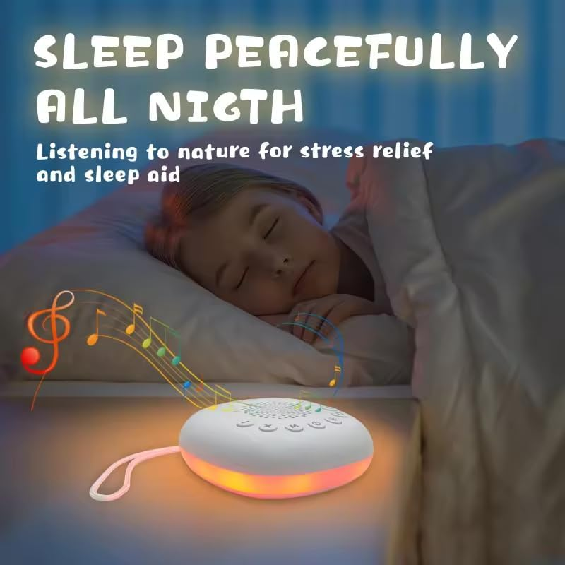 White Noise Machine, Portable Sound Machine for Baby Adult Sleeping, 20 Soothing Sounds White Noise Shush,8 Types of Lighting Night Lights, 30-60-90Min Timer, Bluetooth Connection