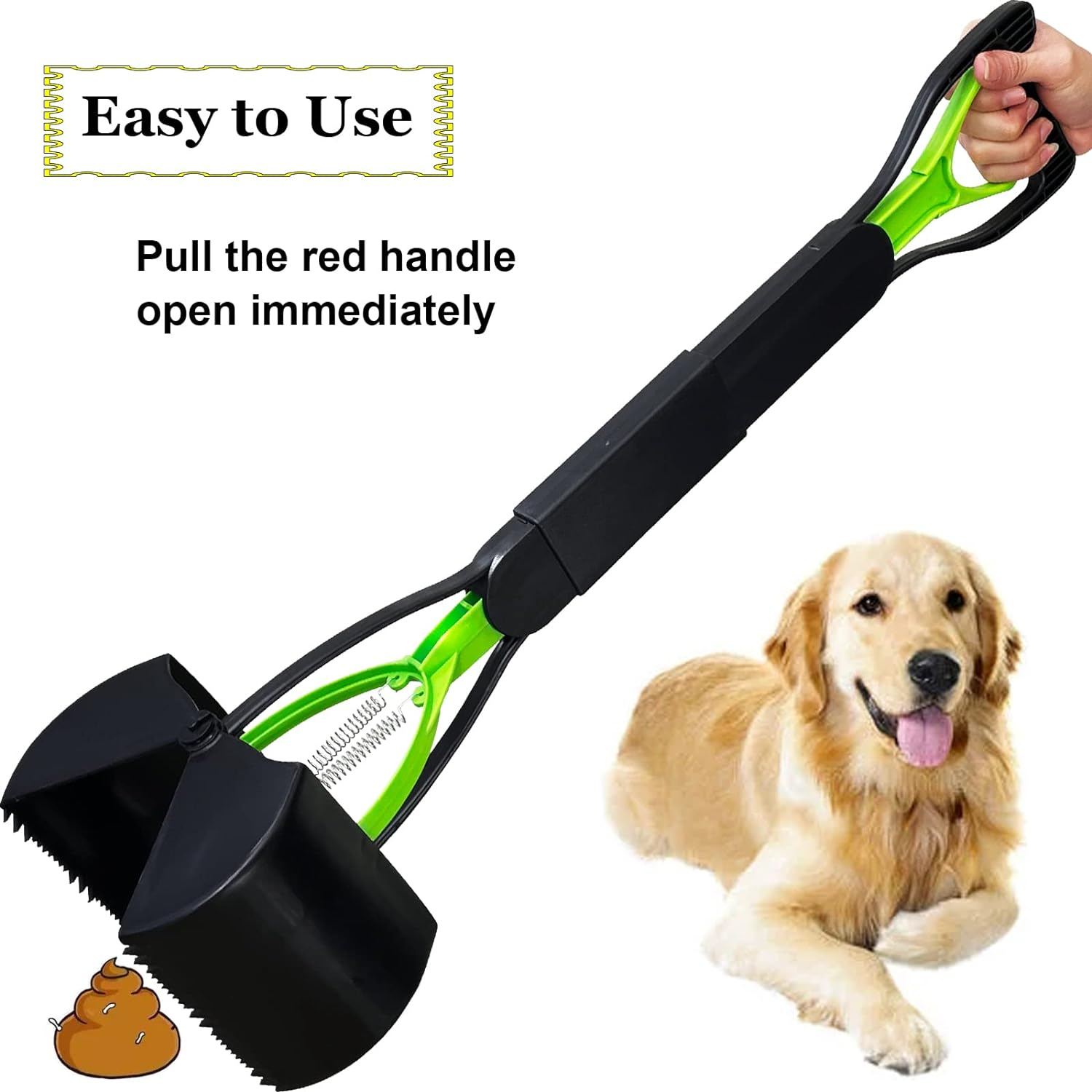 28" Large Pooper Scooper for Dogs, Heavy Duty Poop Scooper for Large Medium & Small Dog, Pet Dog Pooper Scooper for Grass & Gravel Pick Up - Blue image number 6