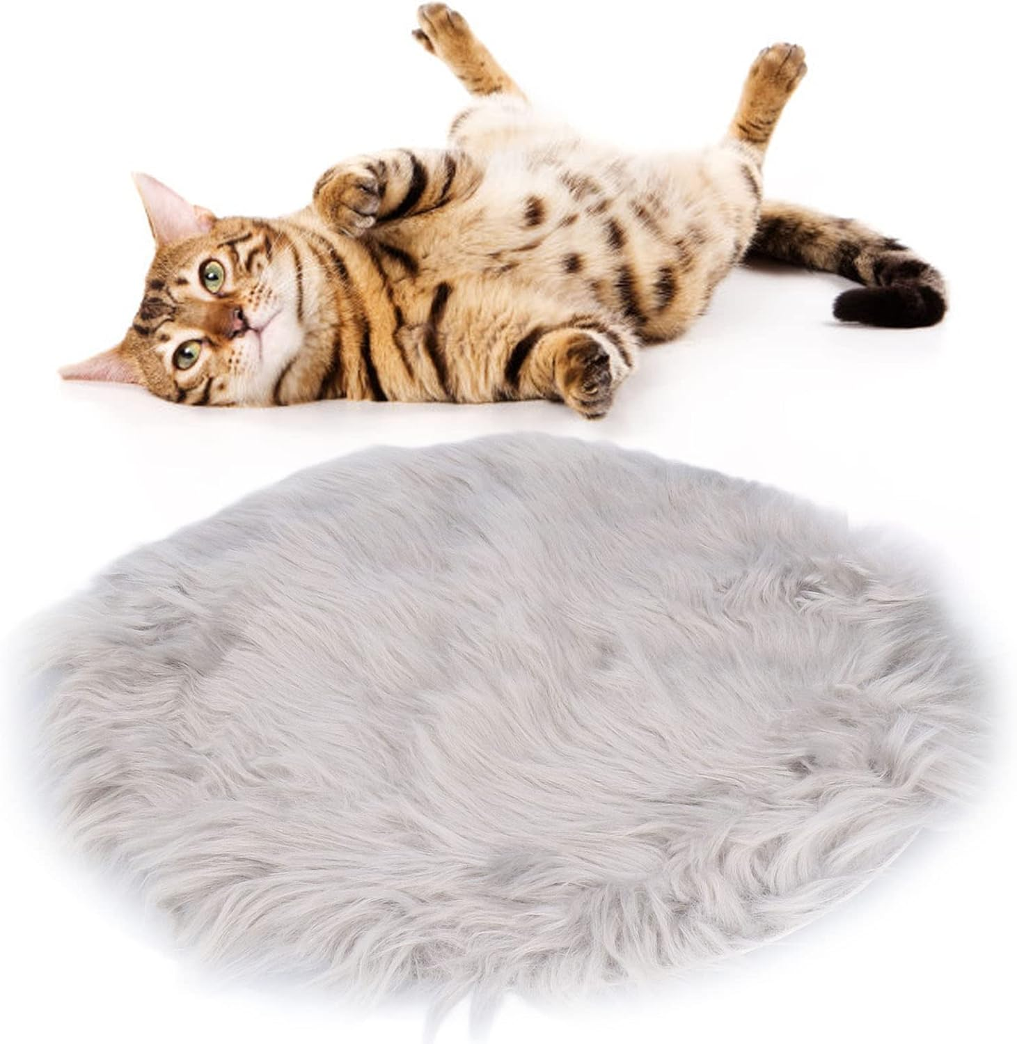 Heated Cat Bed, Plush Imitation Mink Hair Pet Heating Pad Adjustable Constant Temperature Dog Heating Pad Heating Pad for Cats Dogs(Grey) image number 1