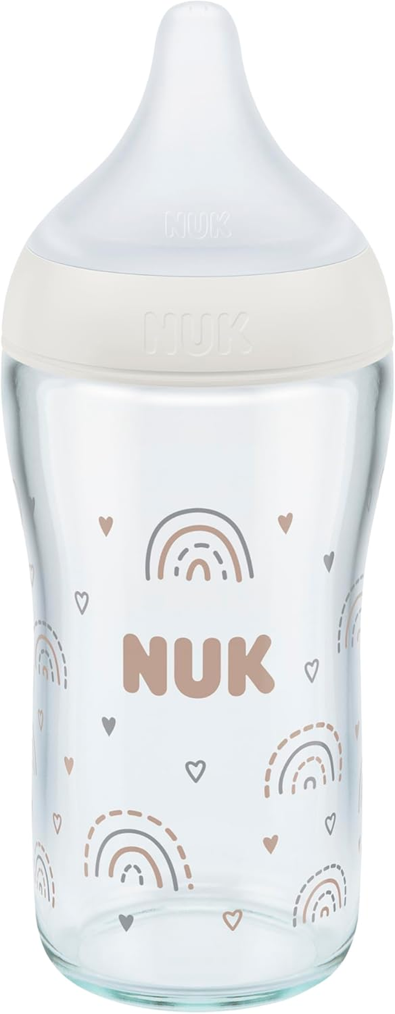 NUK Perfect Match Baby Bottle | 3+ Months | Adapts to Baby'S Palate | Temperature Control | anti Colic Vent | 230 Ml | Bpa-Free | Medium Silicone Teat | Glass Bottle | Rainbow image number 3
