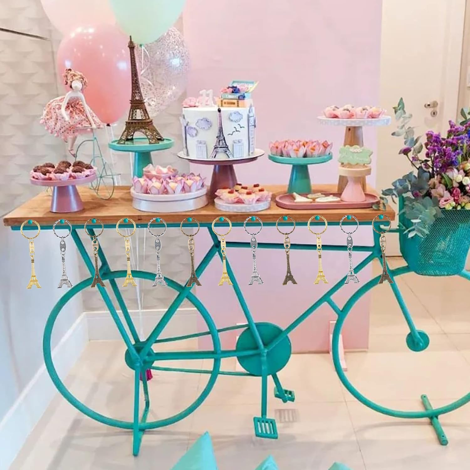 15 Sets Paris Party Favors Eiffel Tower Shape Keyring Retro Adornment French Souvenirs Keychains French Theme Party a Day in Paris Party Parisian Tea Garden Party Supplies for Girl Women Birthday Gift image number 4