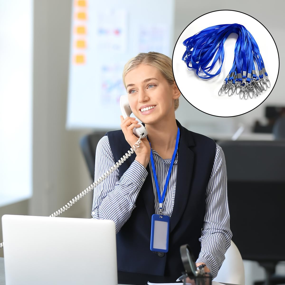 Badge Lanyards, 20PCS Durably Neck Lanyards for Ifor ID Badges, Ship Cards, Key (Blue) image number 3