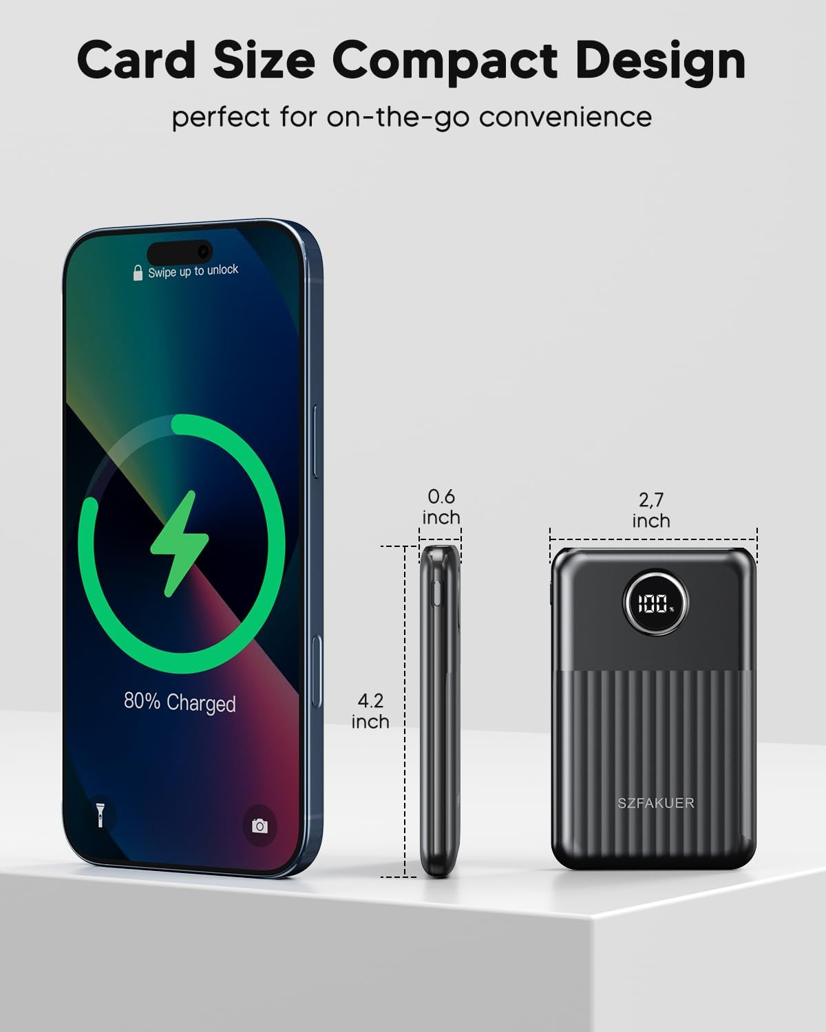 Portable Charger,Ultra Slim 10000Mah 22.5W Power Bank,Usb C In/Output Fast Charging Mini Battery Pack Compatible with Iphone 16 15 14 Samsung S23 S22 S21 Google Ipad Etc (Black) image number 1