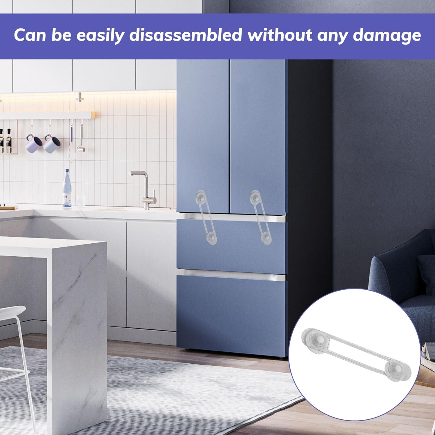 Child Locks for Cabinets and Drawers, 10Pcs Child Safety Locks, Baby Proof Cupboard Locks, Baby Proofing Latches to Drawer Door Fridge, No Drilling Adjustable Strap with 3M Adhesive Pads image number 5