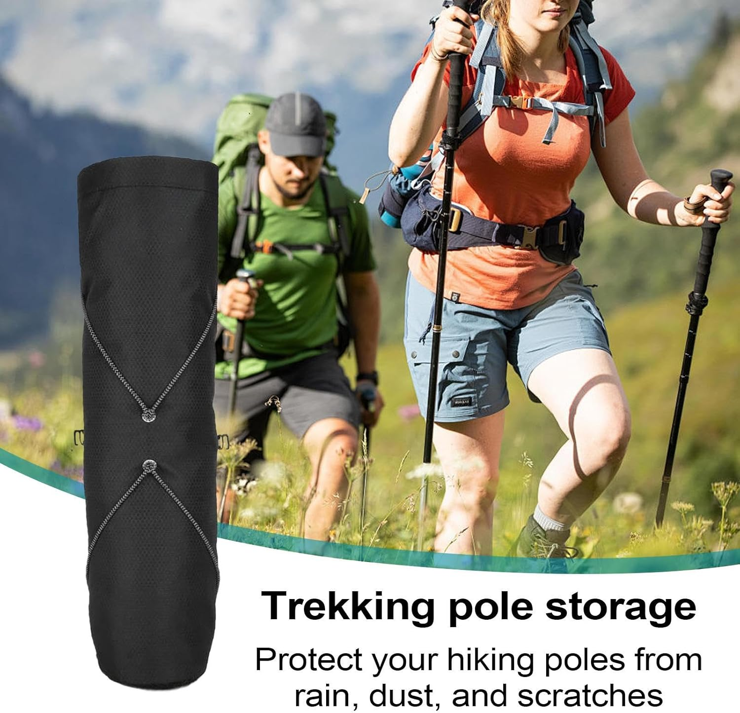 Trekking Pole Quiver - Lightweight Climbing Stick Storage Bag | Foldable Travel Case for Rock Climbing Running Camping Backpacking Mountaineers Wilderness Outdoor image number 4