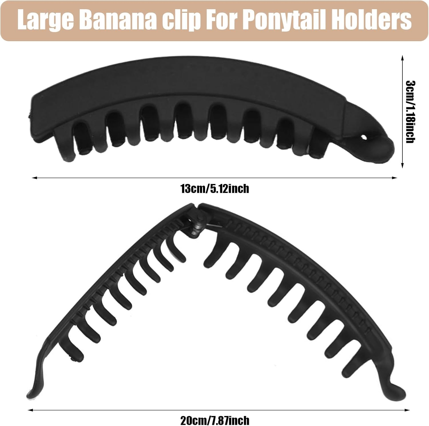 Pack of 12 Banana Clip Hair, Banana Clip Thick Hair, Banana Hair Clips Ladies, Vintage Banana Hair Clips Ponytail, Hair Clips for Women and Girls, Bananas (12 Colours) image number 3