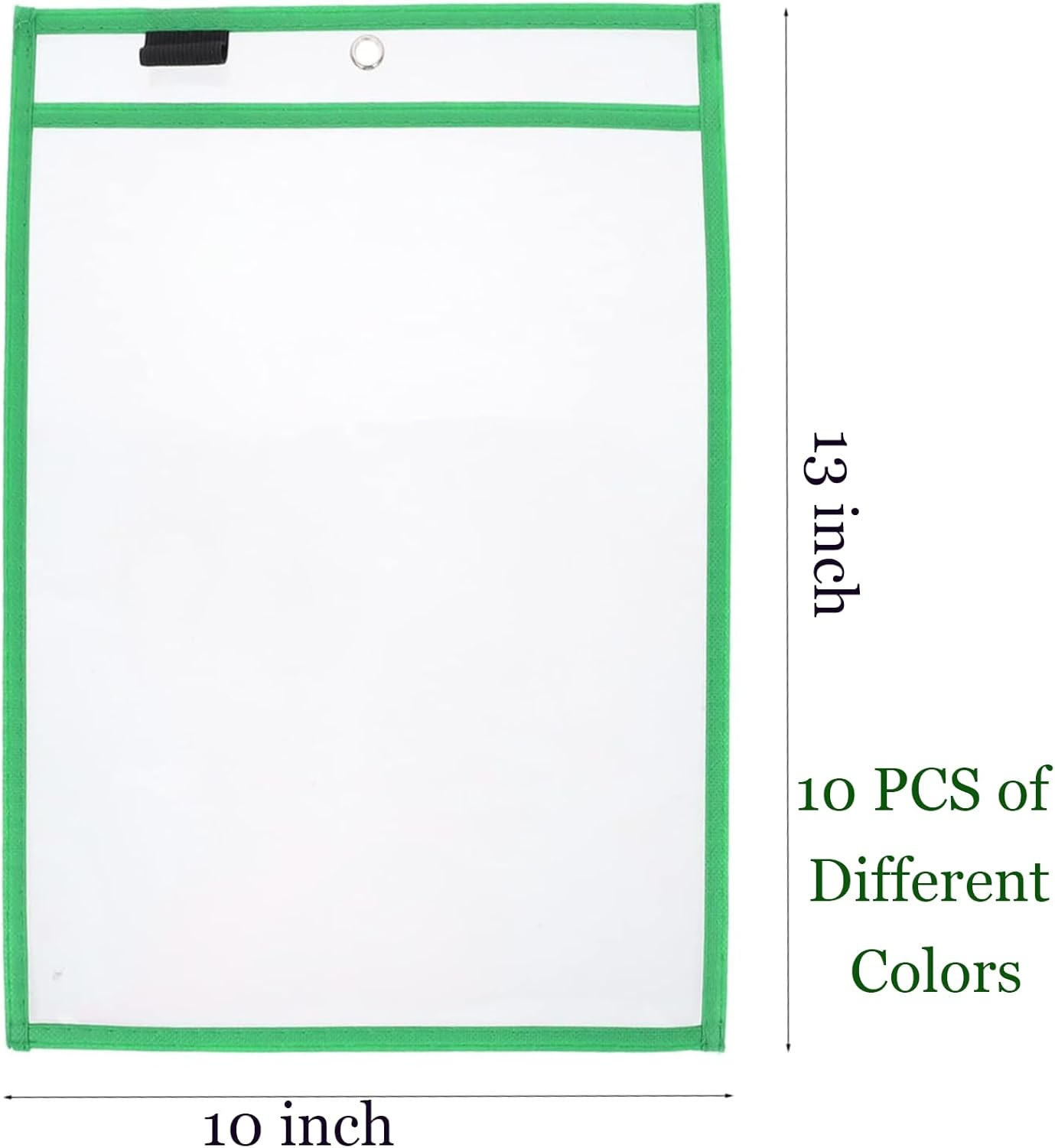 10 Pack Reusable Dry Erase Pockets, 10 Colors, Clear Plastic Sheet Protectors, 10X13 Inch, Write and Wipe Clean for School, Classroom & Office Supplies image number 4