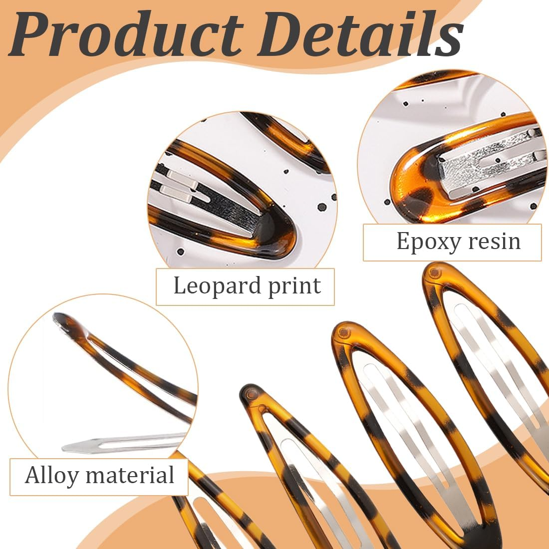 Women'S Thin Hair Clips, 8 Pieces, Metal Women'S Hair Clips, Non-Slip Hair Clip, French Tortoiseshell Look, Double Handle Snap image number 5