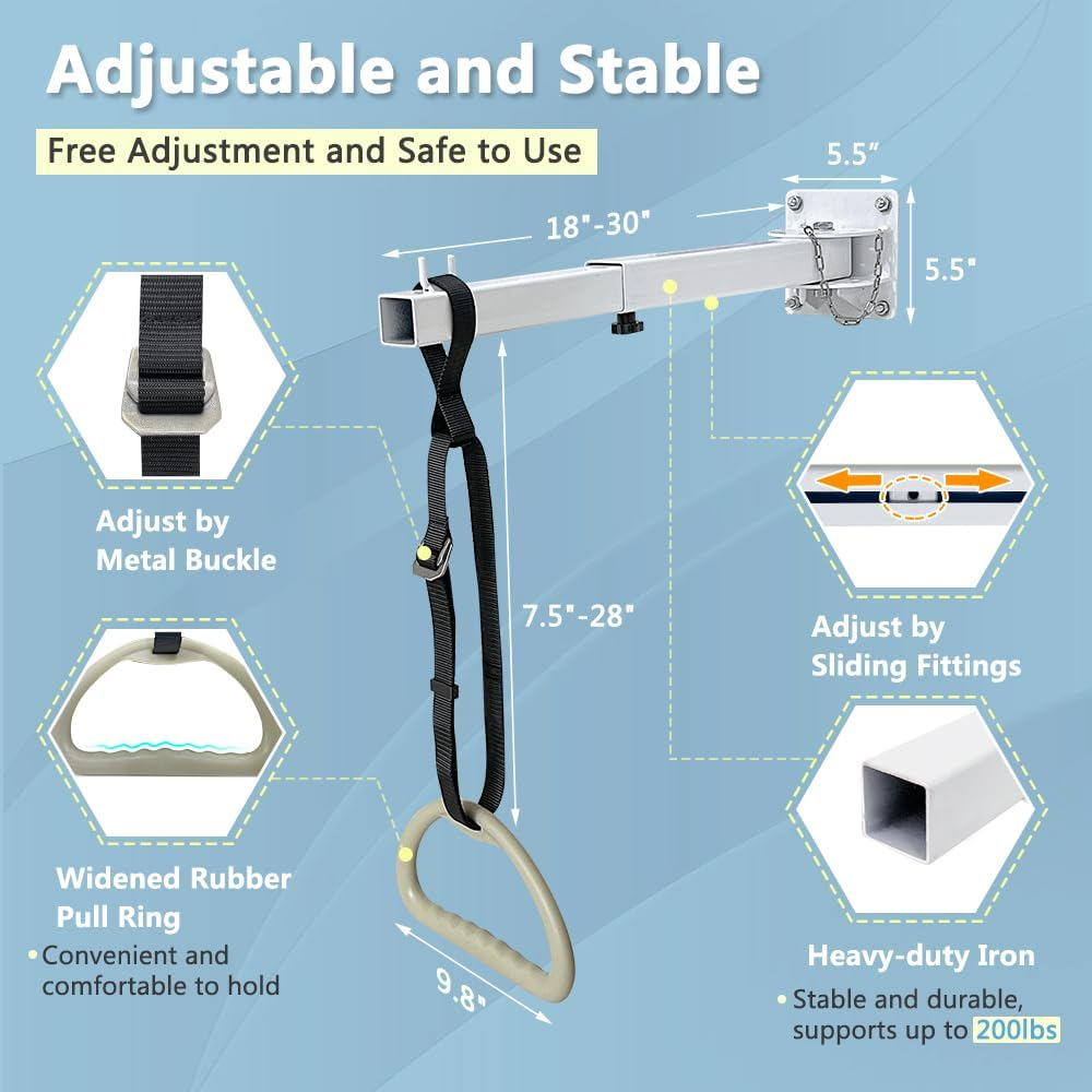 Bed Trapeze Bar for Elderly Bed Pull up Assist Handicap Bed Rails Medical Trapeze Bars for Get Out of Bed Hospital Overhead Trapeze Stand Bar for Bed Mobility Transfer Bar Bed Helper Handle image number 3