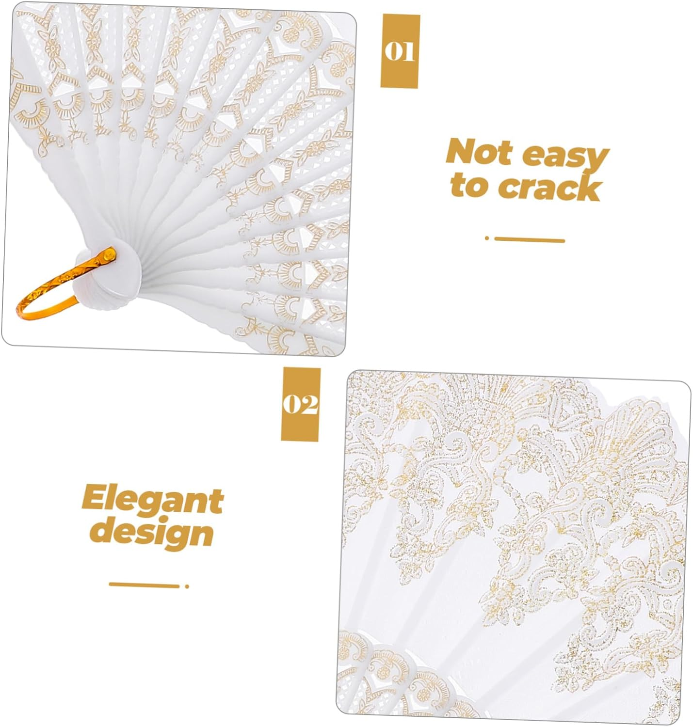 GARVALON 2Pcs Gilding Fan Chinese Vintage Style Fans Dance Performance Handheld Retro Hand image number 6