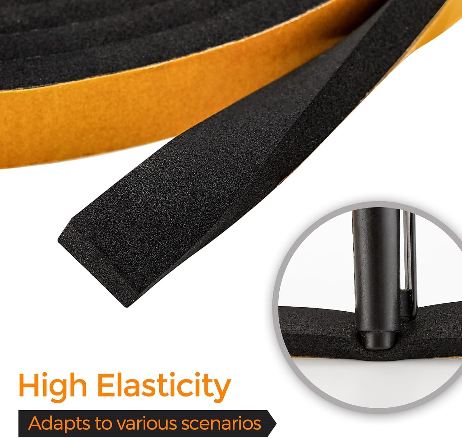 Foam Seal Tape 12Mm(W) X 1.5Mm(T), High Density Adhesive Foam Weather Strip Seal for Window and Door, 1 Rolls Total 10M, Black