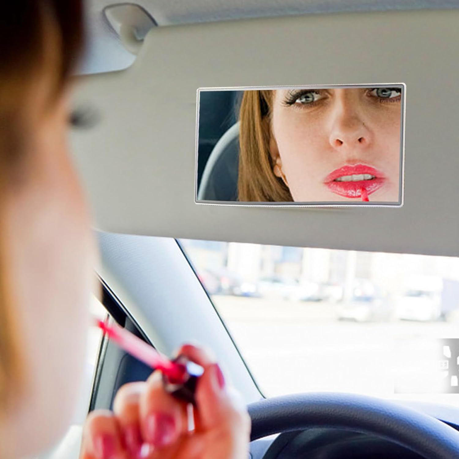 Car Sun Visor Mirror, Vehicle Cosmetic Makeup Mirror, Automotive Self-Adhesive Mirror for Car, Truck, SUV image number 4